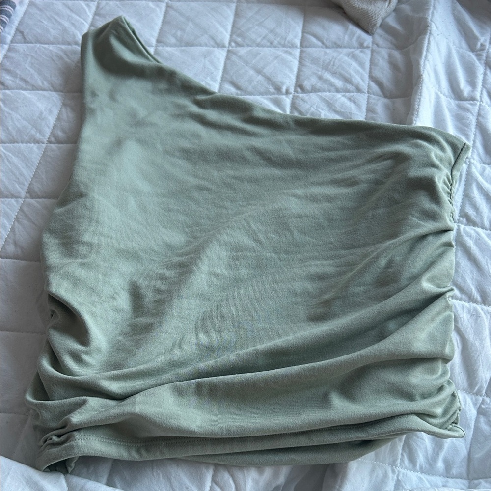 Sage Green Ruched One shoulder Top